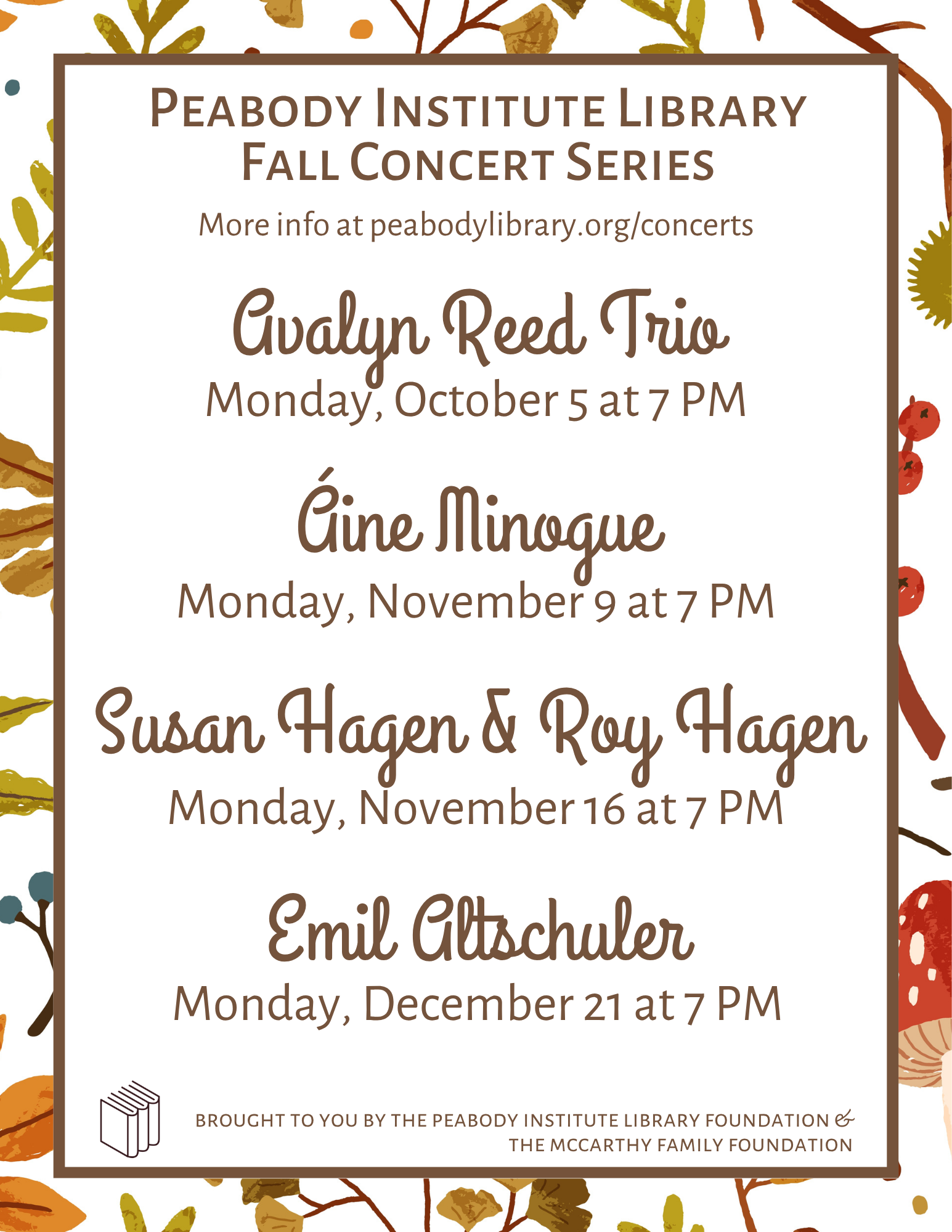 Fall concerts 2026 Lists the fall concerts at PIL